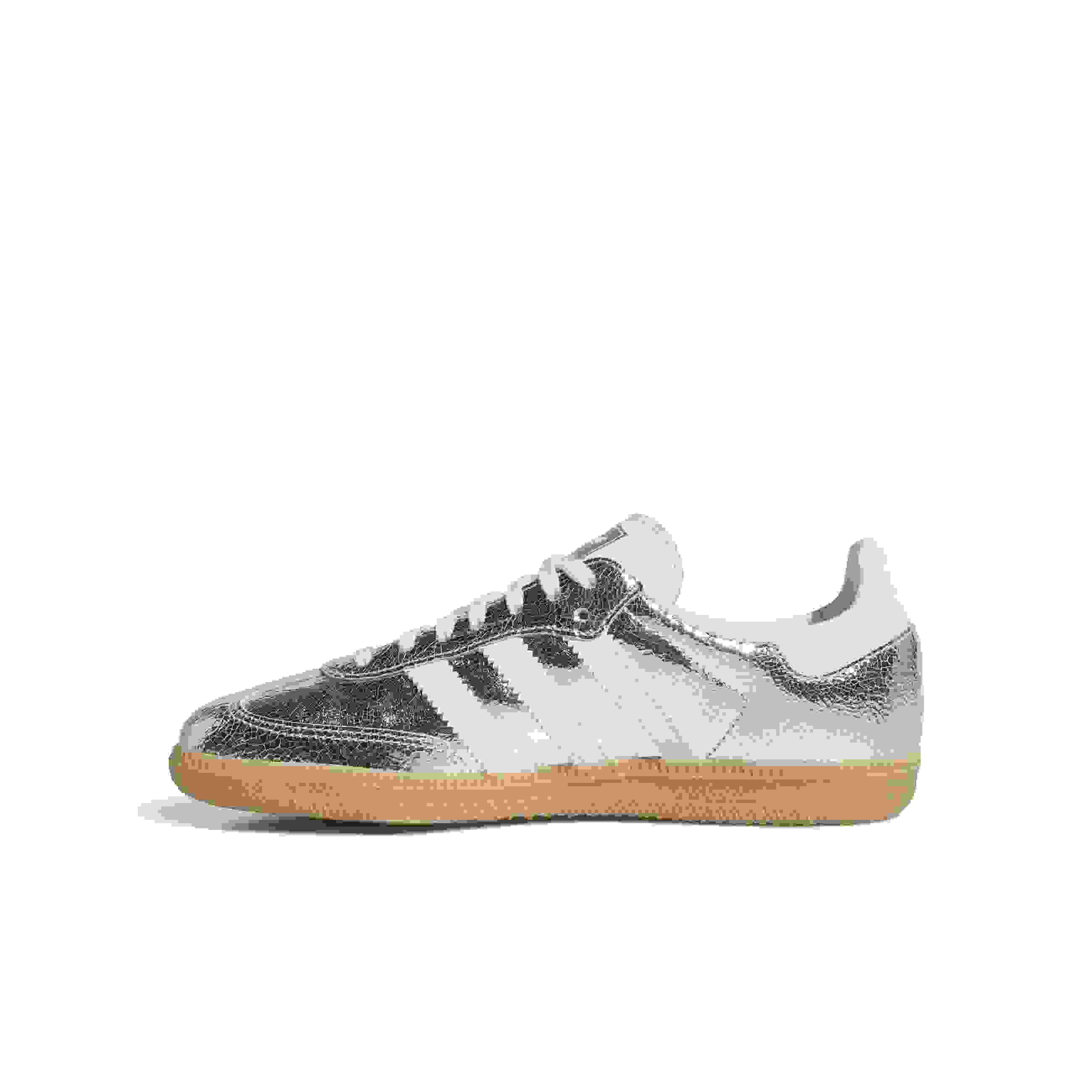 adidas Originals Samba OG Grade School Girls' "Silver Metallic/Core White" Shoe